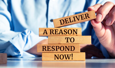Close up on businessman holding a wooden block with 