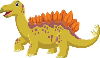 Cartoon cute stegosaurus isolated on white background