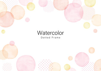 手描き 春色　抽象的な水彩フレームデザイン