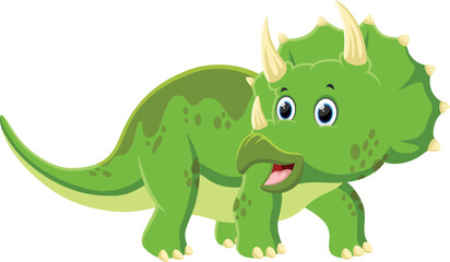 Cartoon Dinosaur Triceratops isolated on white background