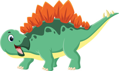 Cartoon cute stegosaurus isolated on white background