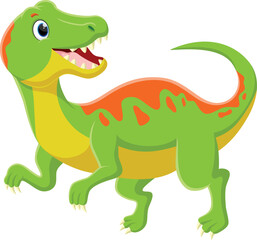 Cartoon green velociraptor on white background