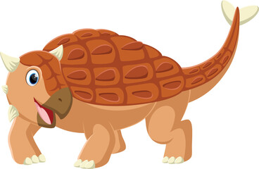 Cartoon Cute ankylosaurus isolated on white 