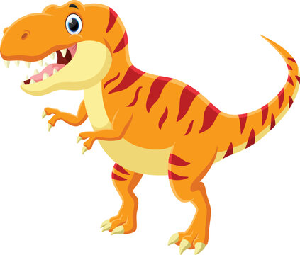 Cartoon angry Tyrannosaurus dinosaur isolated on white background