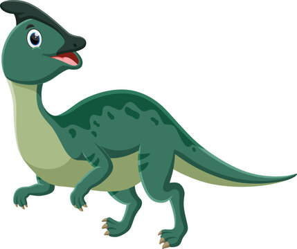 Cartoon Dinosaur Parasaurolophus isolated on white background