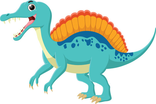 Cartoon funny spinosaurus isolated on white background