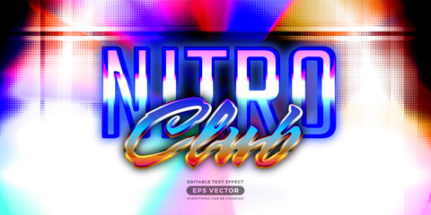 Nitro club editable text style effect in retro style theme ideal for poster, social media post and banner template promotion