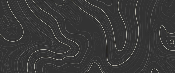 Abstract line art background vector. Mountain topographic terrain map background with abstract shape lines texture. Design illustration for wall art, fabric, packaging, web, banner, app, wallpaper. - obrazy, fototapety, plakaty
