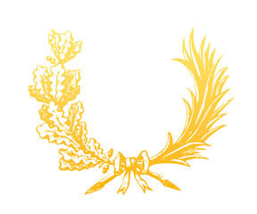 Laurel wreath. Trophy award leaves circle best nomination. Royalty high-quality free stock image of circular laurel foliate, depicting award, achievement, heraldry, nobility on transparent background