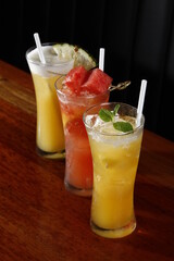 Lemonade, watermelon lemonade and pineapple drink