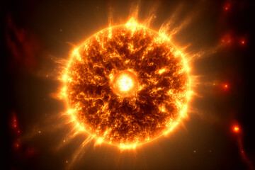 bright sun with solar flare. Generative AI	