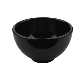 Black ceramic bowl on transparent png