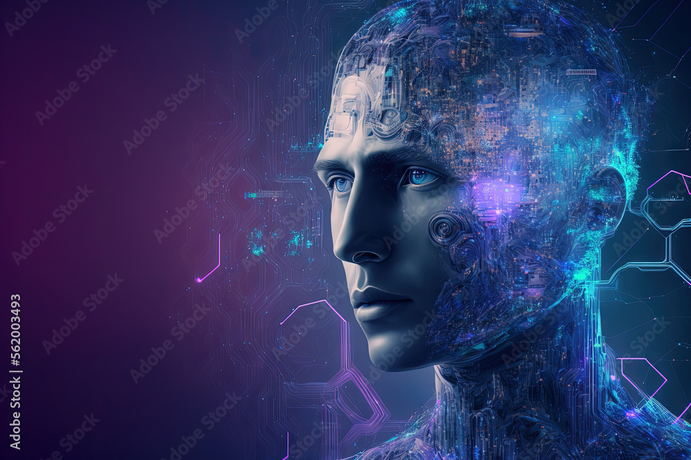 Poster ai, artificial intelligence conceptual of next generation technology. generative ai