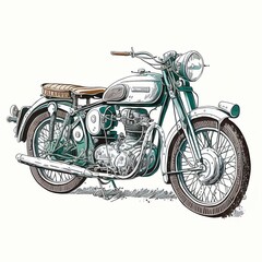 Antique motorcycle. Vintage Vector Motorcycle Flat Illustration. Hand drawn vintage motorcycle. generative ai.