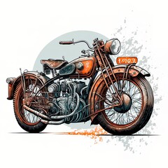 Vintage Vector Motorcycle Flat Illustration. Hand drawn vintage motorcycle. generative ai