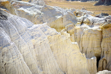 Stunning view of white striped sandstone hoodoos in Coal Mine Canyon near Tuba city, Arizona, USA.