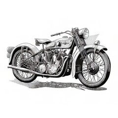 Vintage Vector Motorcycle Flat Illustration. Hand drawn vintage motorcycle. Vintage motorcycle concept in black and white colors isolated vector illustration. generative ai