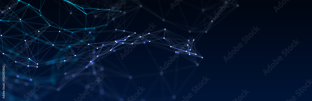 Poster abstract futuristic - technology with polygonal shapes on dark blue background. design digital techn