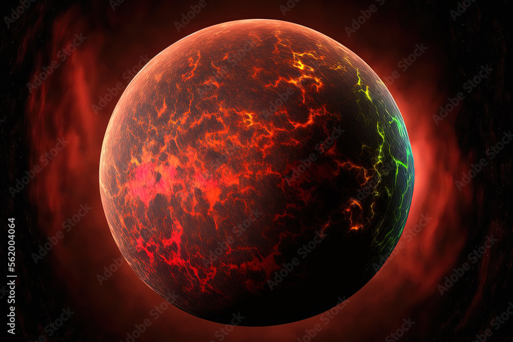 Poster image of the terrestrial planet in red. generative ai