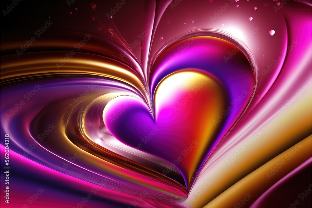 Poster a heart shaped object with a purple background and a gold heart on the center of the image is a pink