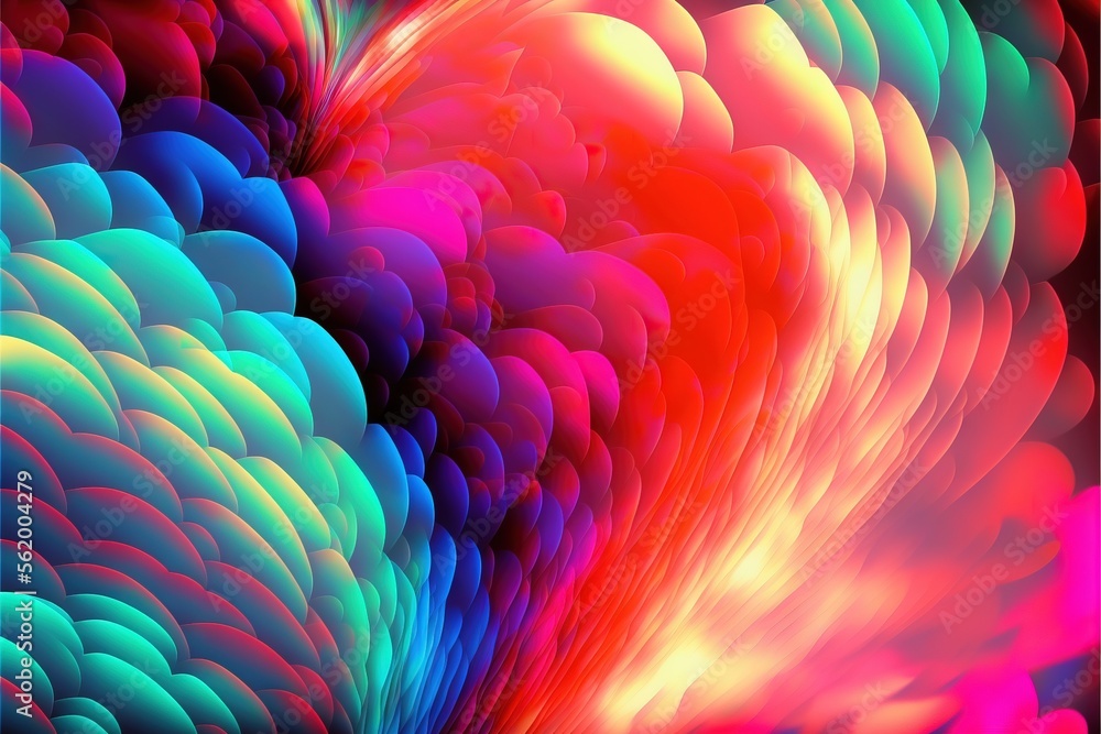 Poster a colorful abstract background with a heart shaped design in the center of the image, with a red cen