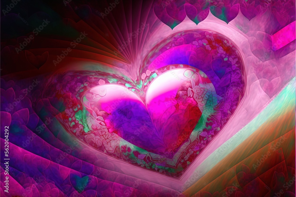 Poster a heart shaped object with a pink background and a green background with a pink heart on it's side a
