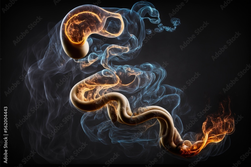 Poster a smokey snake with a black background and a black background with a black background and a white ba