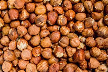 The texture of the shelled hazelnuts.