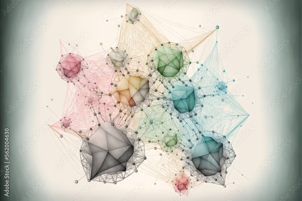 Poster a group of different colored shapes on a white background with a black border around them and a whit