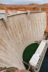 Glen Canyon dam on the Colorado River and Lake Powell in Arizona, USA