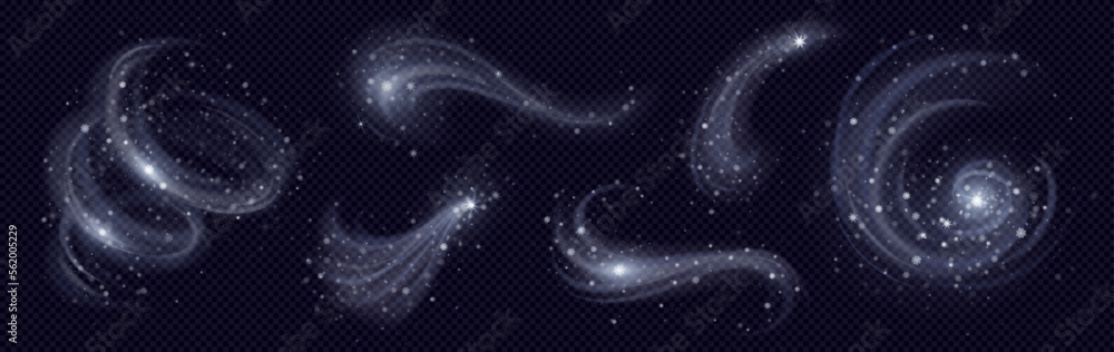 Poster effect of cold winter wind with snow. white air clouds with snowflakes and ice particles in shape of