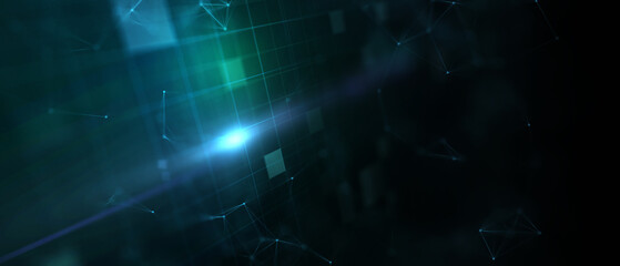 Abstract futuristic - technology with polygonal shapes on dark blue background. Design digital technology concept. 3d illustration.