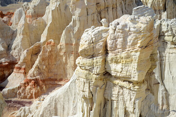 Stunning view of white striped sandstone hoodoos in Coal Mine Canyon near Tuba city, Arizona, USA.