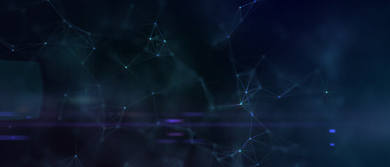 Abstract futuristic - technology with polygonal shapes on dark blue background. Design digital technology concept. 3d illustration.