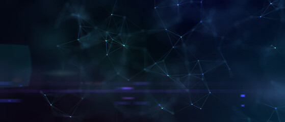 Abstract futuristic - technology with polygonal shapes on dark blue background. Design digital technology concept. 3d illustration.