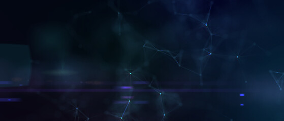 Abstract futuristic - technology with polygonal shapes on dark blue background. Design digital technology concept. 3d illustration.