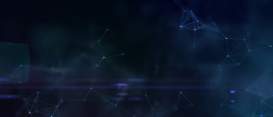 Abstract futuristic - technology with polygonal shapes on dark blue background. Design digital technology concept. 3d illustration.