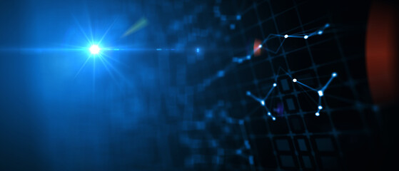 Abstract futuristic - technology with polygonal shapes on dark blue background. Design digital technology concept. 3d illustration.