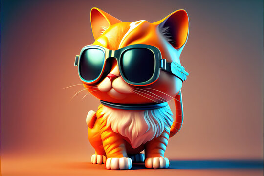 toy cats wearing sunglasses,generative ai