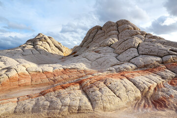 Amazing shapes and colors of moonlike sandstone formations in White Pocket, Arizona, USA.
