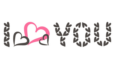 valentines day card, love, hear. Typography poster with handdrawn text and graphic elements Vector 