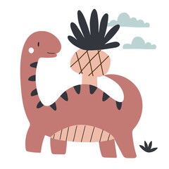 Cute poster with small dinosaur vector print for kids room, baby shower, greeting cards, baby and kids t-shirts and clothes.