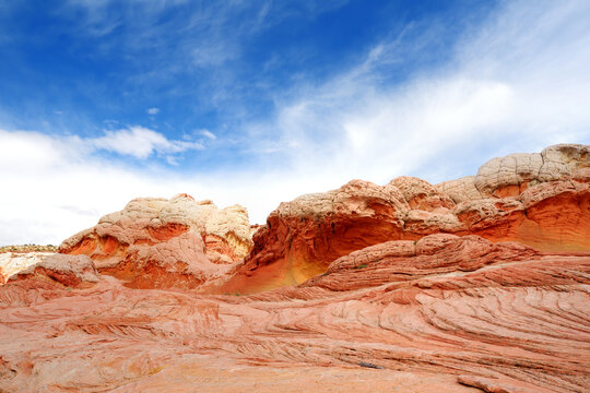 Mindblowing shapes and colors of moonlike sandstone formations in White Pocket, Arizona, USA. © MNStudio
