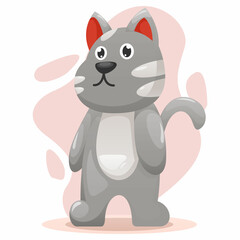 cute cat illustration logo design 