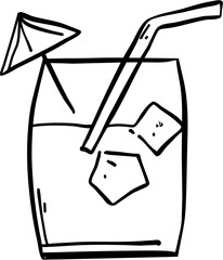 Cocktail Drink Doodle Vector Icon Illustration