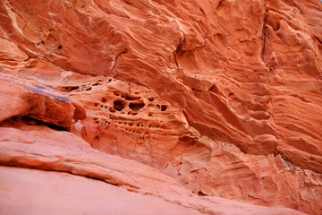Amazing details of sandstone formations in Valley of Fire State Park, Nevada, USA.
