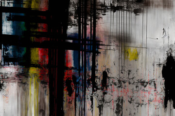 Fototapeta na wymiar Abstract Painting on Canvas - Mixed Mediums 