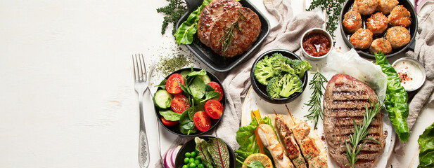 Assortment of healthy cooked meat.