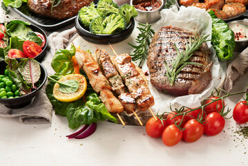 Assortment of healthy cooked meat.
