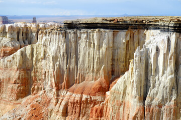 Stunning view of white striped sandstone hoodoos in Coal Mine Canyon near Tuba city, Arizona, USA.